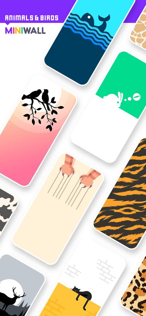 MiniWall Wallpapers - A collection of minimalist animal and bird wallpapers from the MiniWall app.