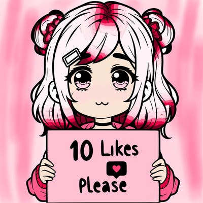 a girl with a sign saying 10 likes please