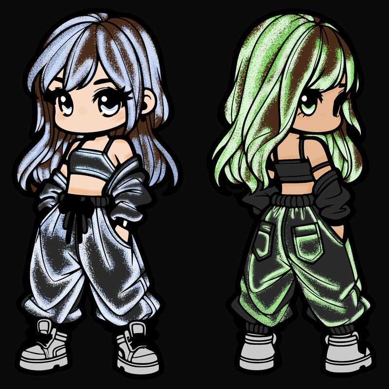 girl in crop top and baggy pants