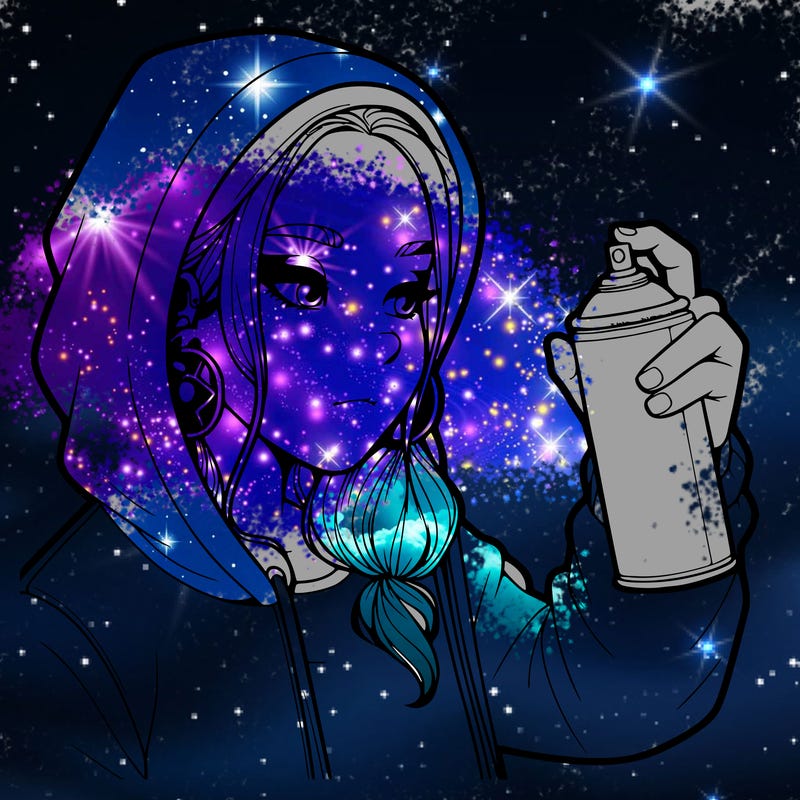 a realistic girl, spray painting