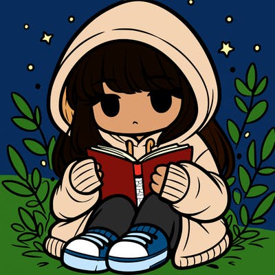 girl in oversized hoodie reading a book