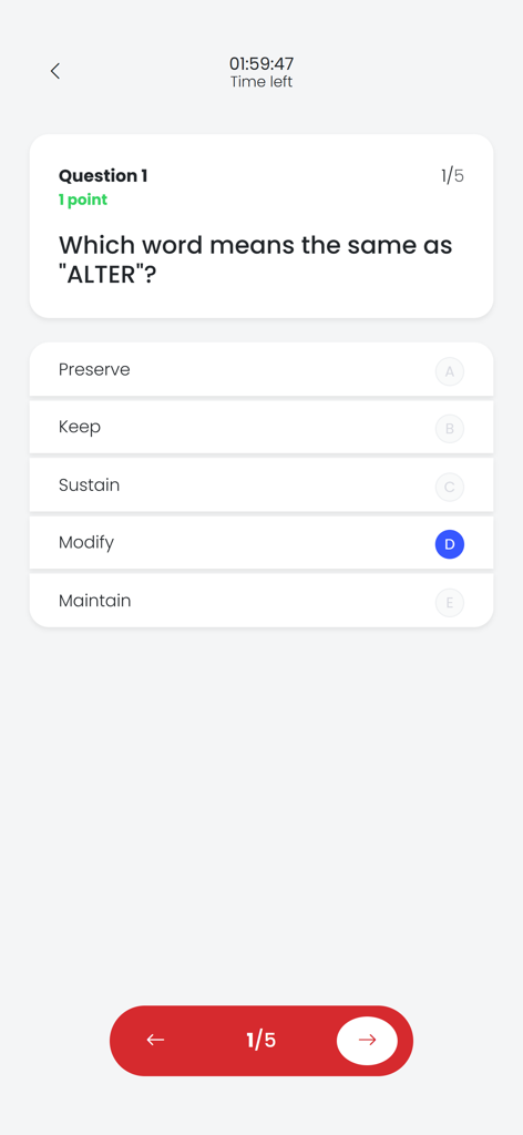 CFAT Practice Test - A verbal reasoning practice question from the CFAT Practice Test app.