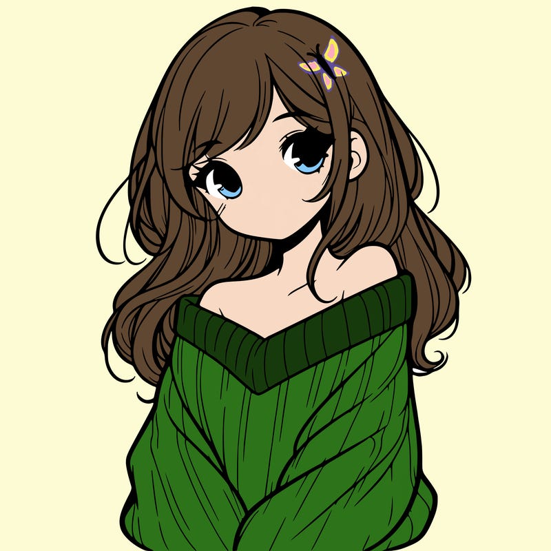 shy pretty girl wearing a sweater that is falling off one shoulder portrait