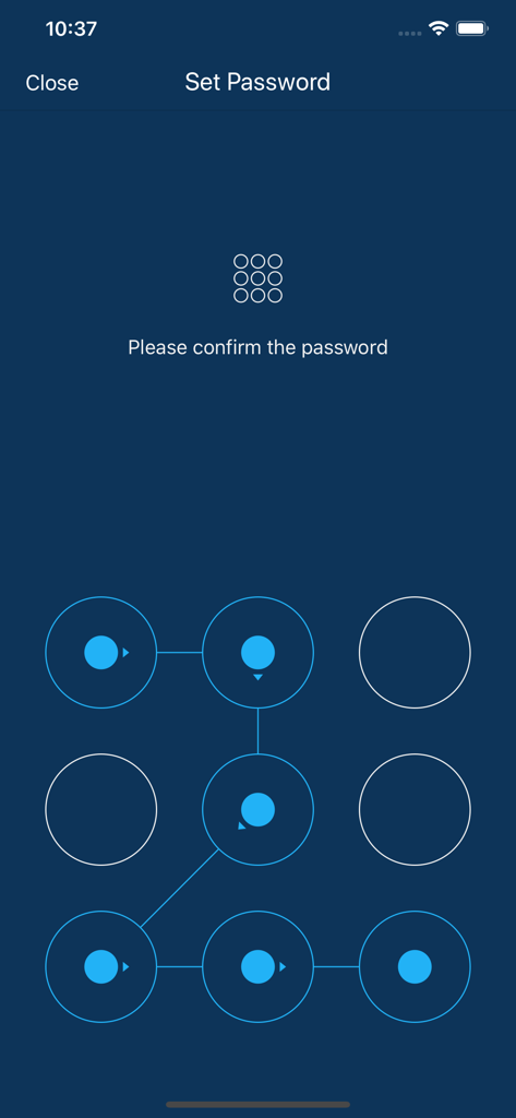 Pattern lock screen for video privacy and password protection in X Player