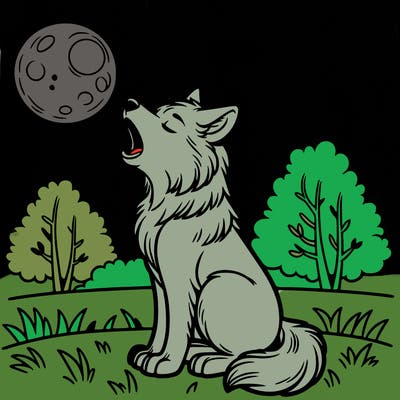 wolf howling at the moon