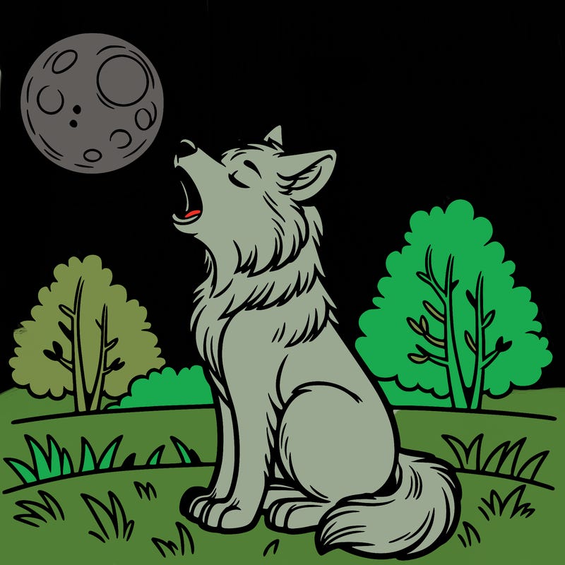 wolf howling at the moon