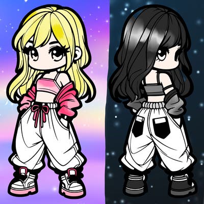 girl in crop top and baggy pants