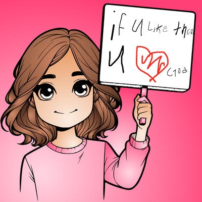 realistic girl holding up a sign