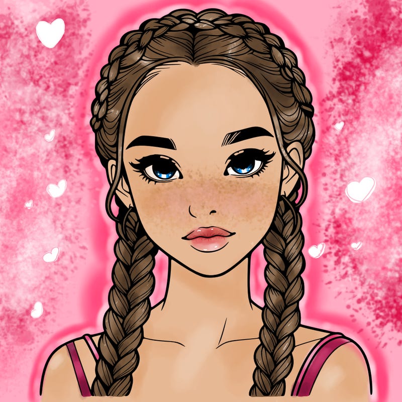 realistic girl with braids
