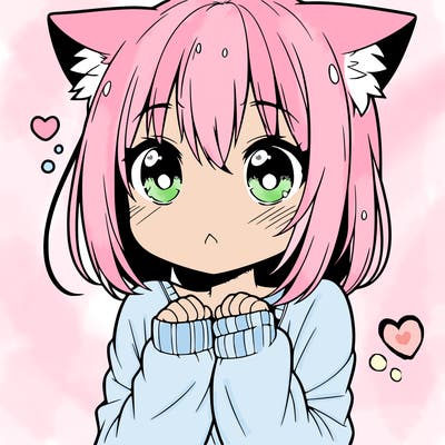 shy anime catgirl