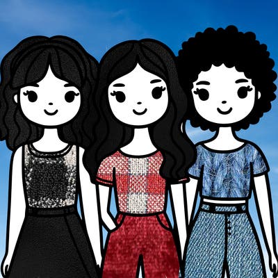 three girls one curly hair