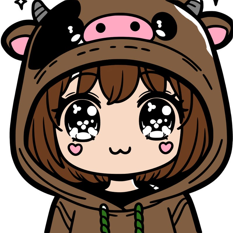 kawaii girl with cow hoodie