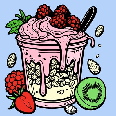 yogurt parfait: with granola and fruit dripping