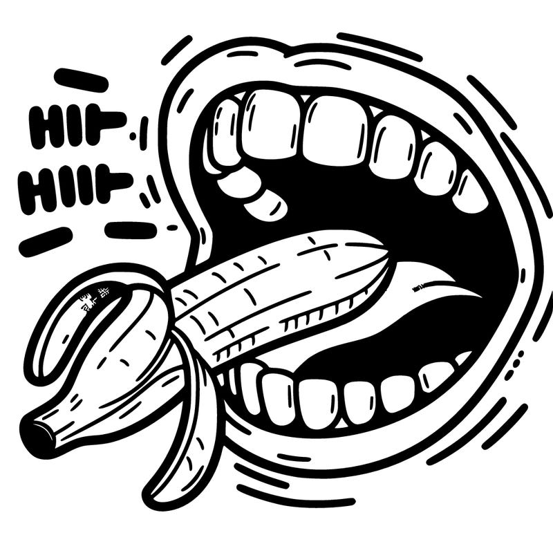mouth eating a banana