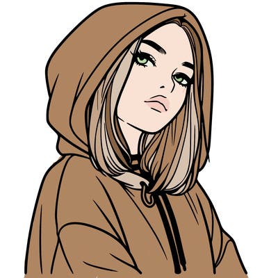 a realistic girl in a hoodie