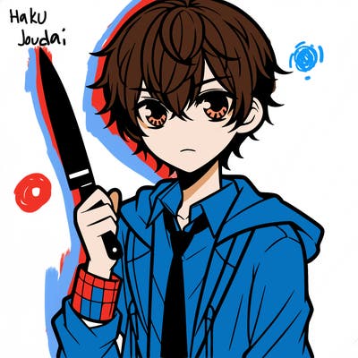 anime boy with knife
