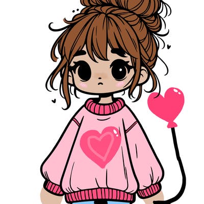 cute girl with baggy jumper and messy bun