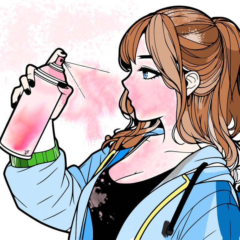 a realistic girl spray, painting