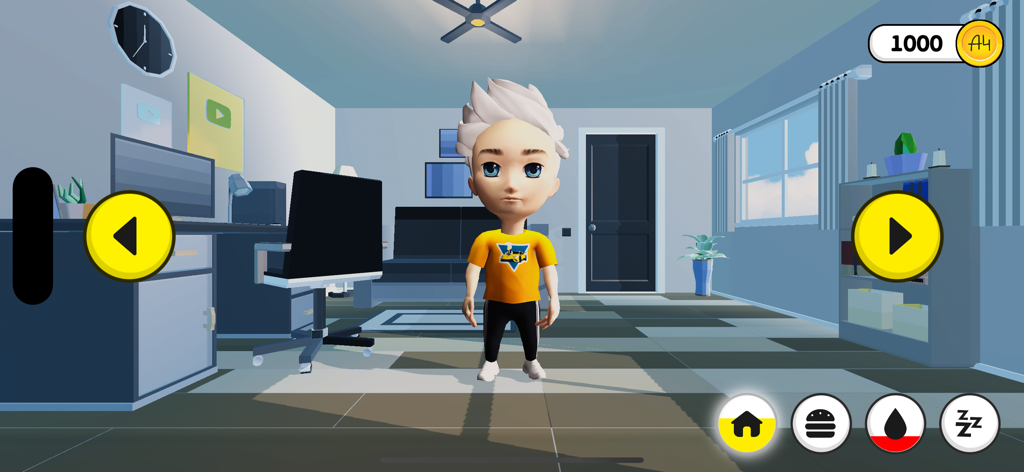 А4 Говорящий Влад А4 Симулятор - A4 Talking Vlad simulator game character standing in a virtual room with interaction icons