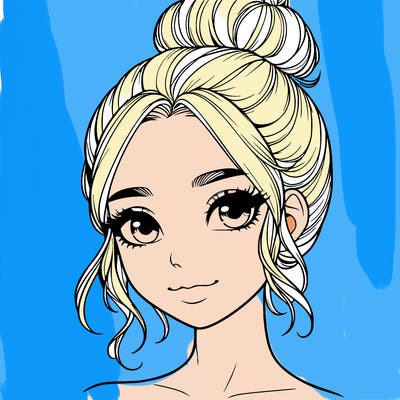 realistic pretty girl with hair in bun