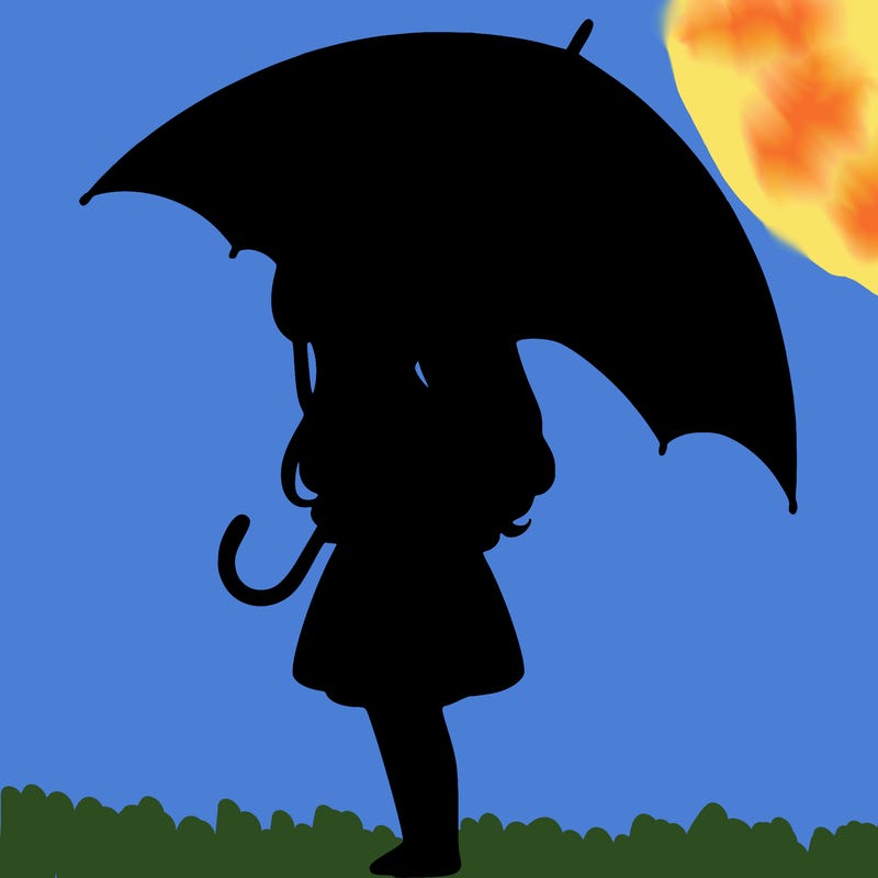 lonely girl holding black umbrella