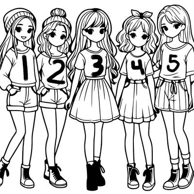 a group of five girls