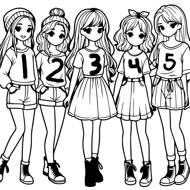 a group of five girls