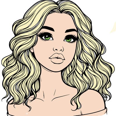 realistic girl with wavy hair and lips