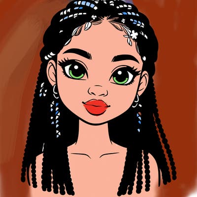 a realistic black girl with braids