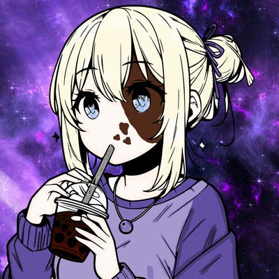 manga character drinking boba