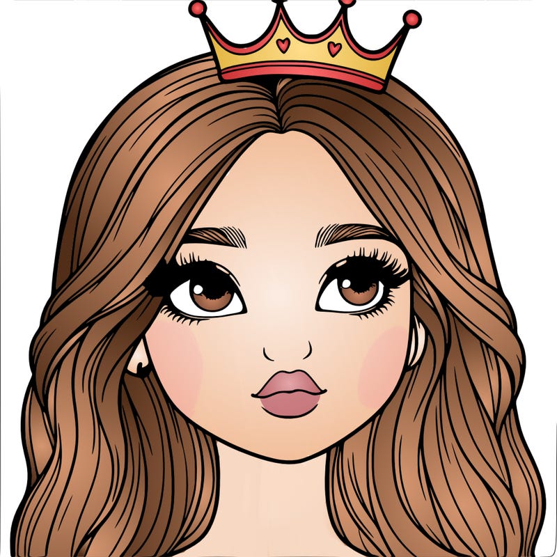 a realistic girl with a crown on