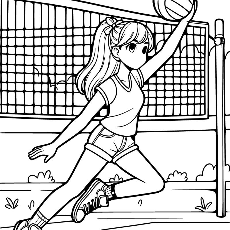 teenage girl hitting g a volleyball over a net
