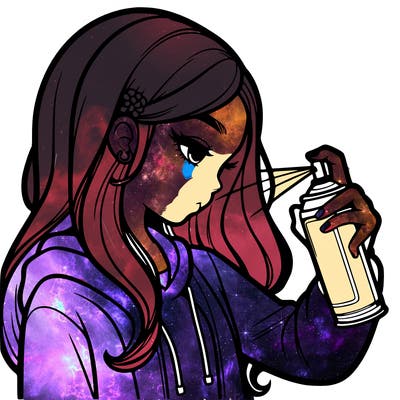 a realistic girl spray painting