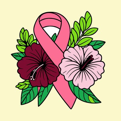 breast cancer awareness with hibiscus flowers