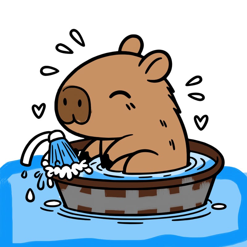 capybara taking a bath