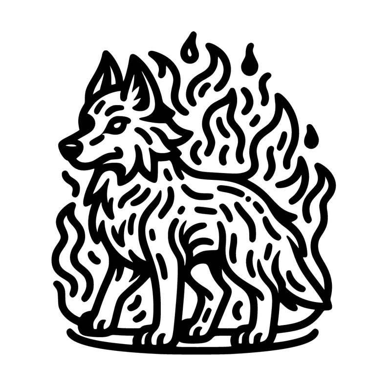 wolf made out of fire
