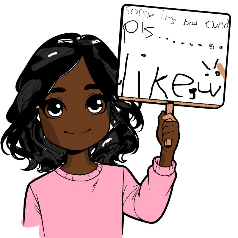 realistic girl holding up a sign