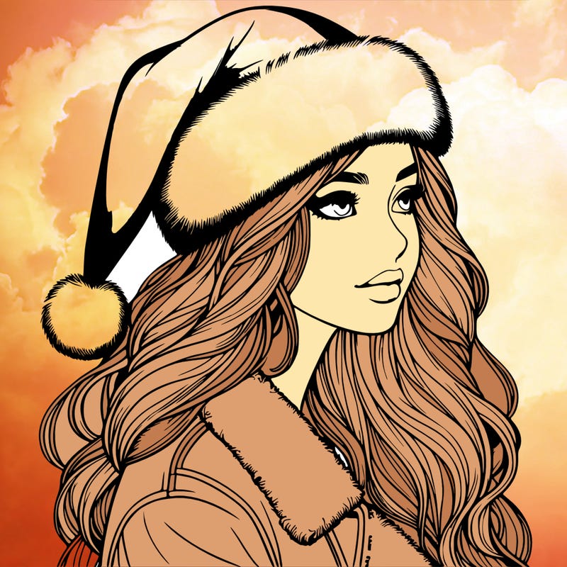 realistic girl in santa hat