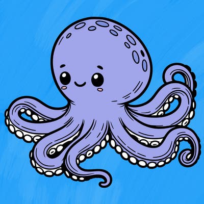 cute octopus realism