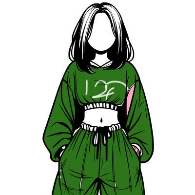 realistic girl faceless with baggy pants and a crop top