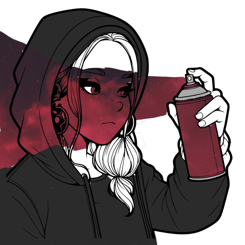 a realistic girl, spray painting