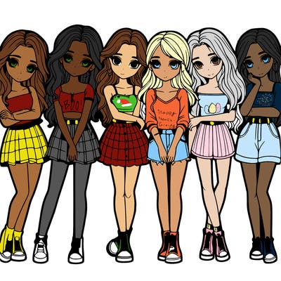 a group of girls realistic