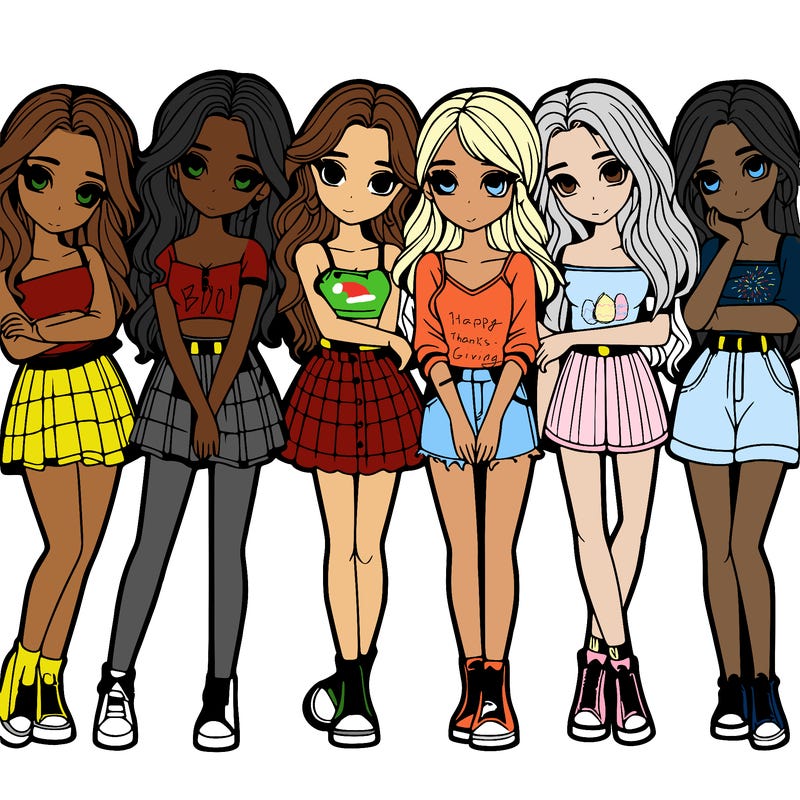 a group of girls realistic