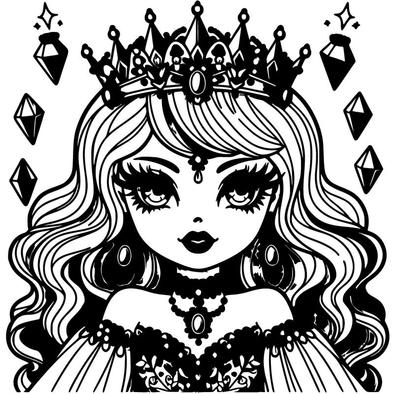 beautiful gothic queen with a crystal crown