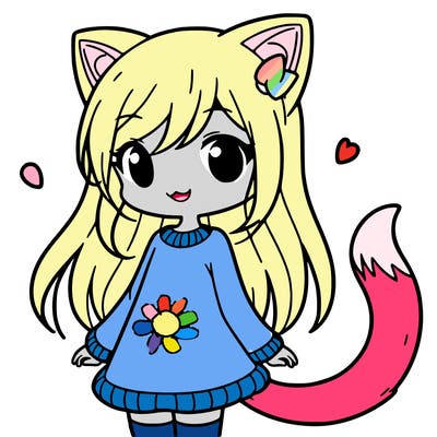 girl with cat ears and tail