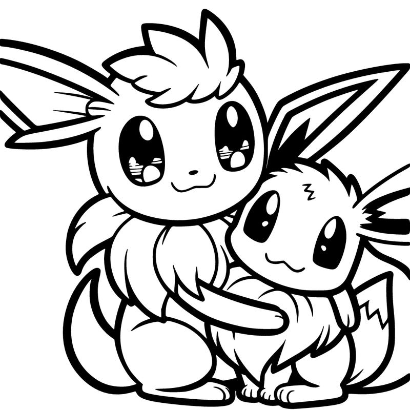 sylveon hugging eevee