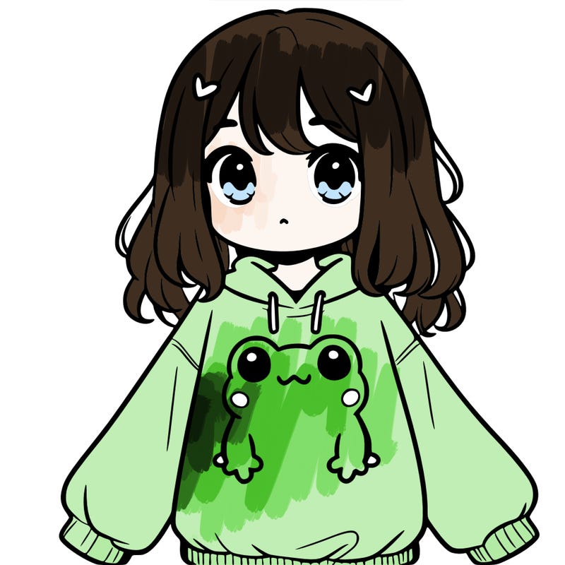 girl wearing frogging sweatshirt