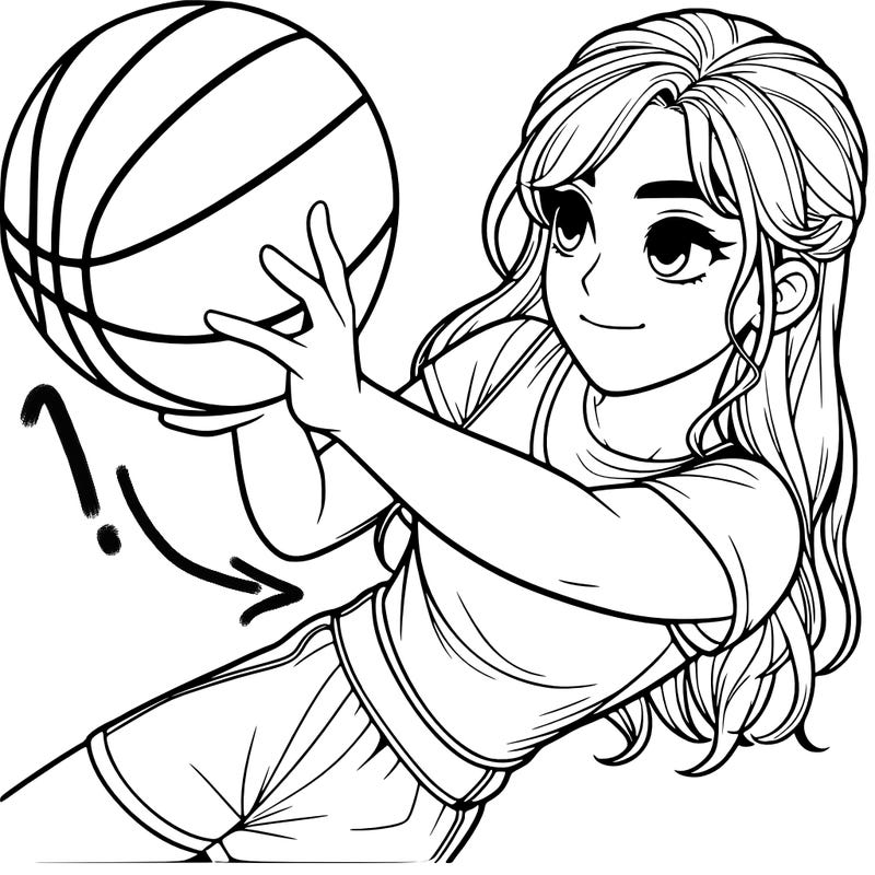 realistic girl playing basketball