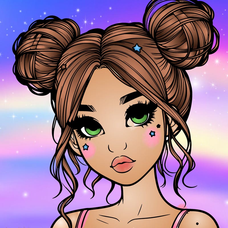 realistic girl with space buns