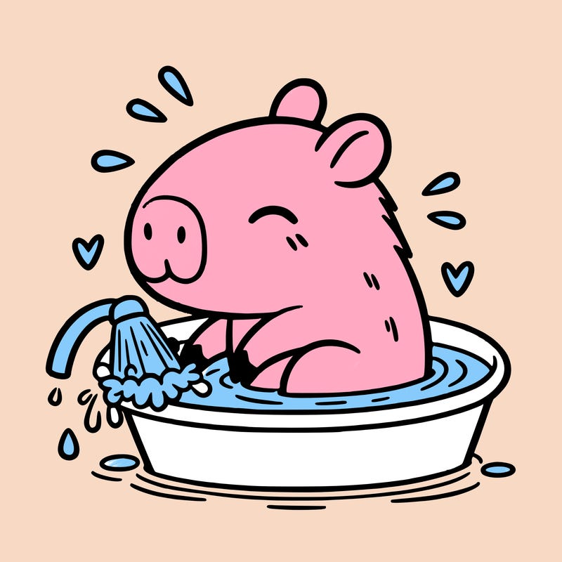 capybara taking a bath